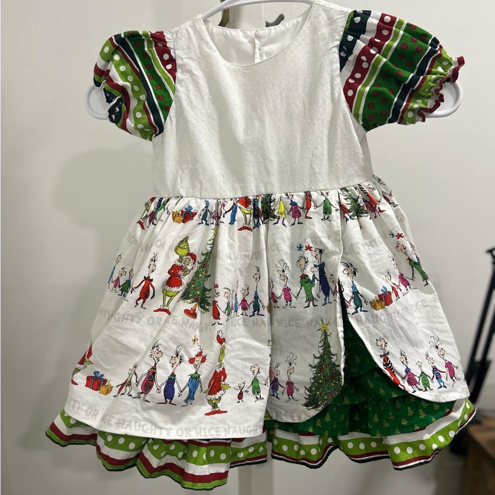 Beautiful custom made Grinch Dress ! Size 2t /3t - Picture 2 of 9
